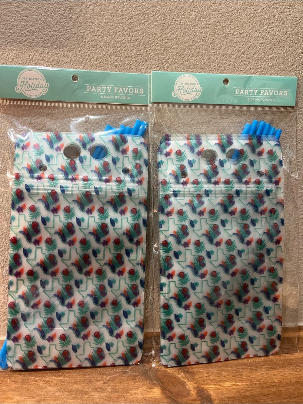 NEW Texas Theme Drink Pouches 6pc - (5 x 9in) Lot Of 2